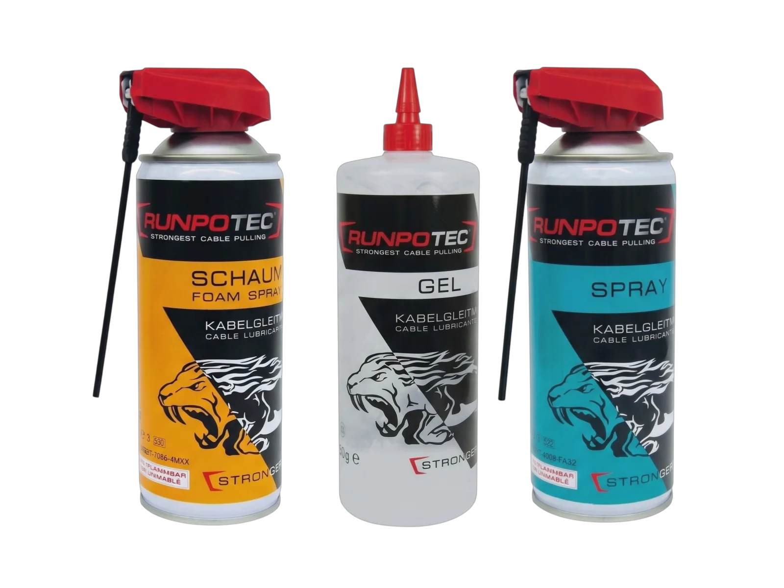 Smary Runpotec do przeciągania kabli — pianka, żel i spray